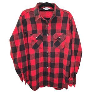 Five Brother Flannel Shirt  XL Made in USA Red Black‎ Tallman Plaid Vintage